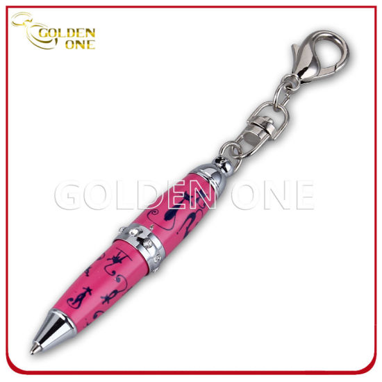 Pluma de regalo de giro impreso promocional con cristal brillante