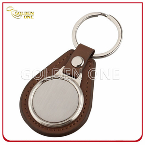 Llave de cuero de regalos de promoción FOB con cepillo en blanco metal