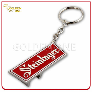 Llavero de metal con acabado de níquel y logotipo de esmalte suave en relieve