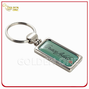 Etiqueta de llave de metal epoxi impresa con rectángulo de regalo de promoción