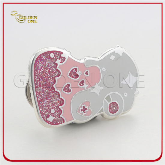 Pin de solapa de purpurina de esmalte duro barato de diseño elegante