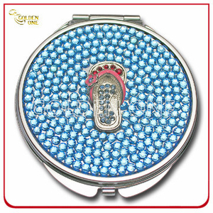 Decoración de piedra de cristal personalizada impreso metal espejo cosmético