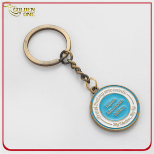 Llavero de metal de esmalte suave de oro antiguo personalizado
