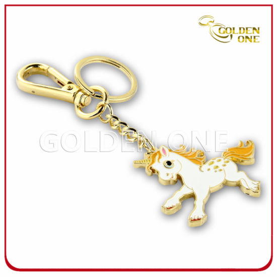 Llavero de promoción de metal chapado en oro de caballo de diseño lindo
