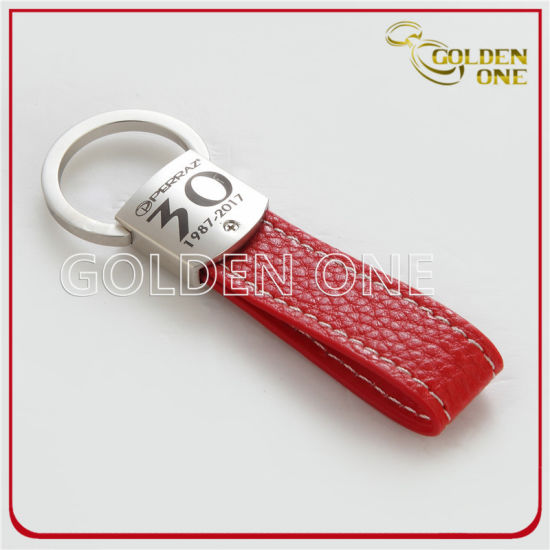 Forma redonda Customed Metal & Leather Key FOB