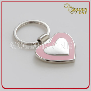 Llavero de metal de esmalte suave con forma de corazón pulido de calidad