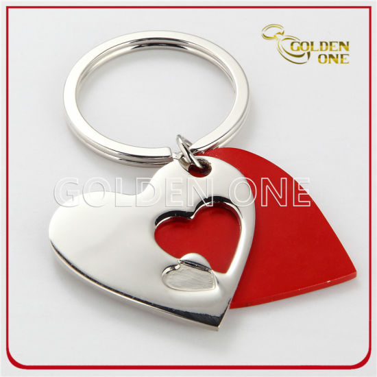 Diseño creativo Heart Esmalte Charm Metal Keyholder