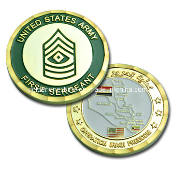 Moneda del ejército de onda chapado en oro de los EEUU personalizada