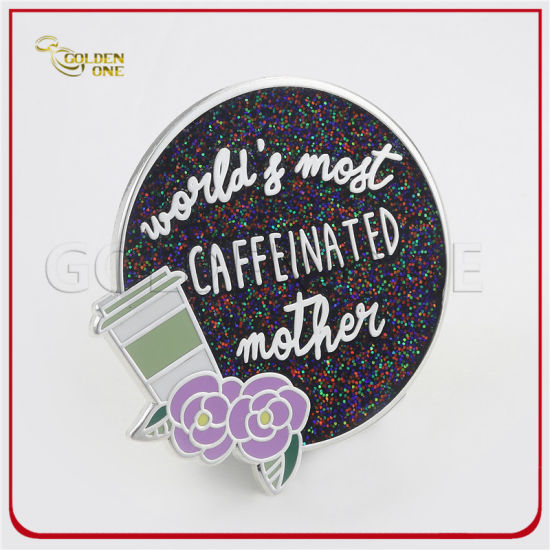 Pin de solapa de plata de flor de brillo de ventas calientes personalizadas