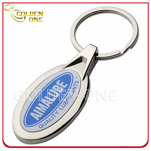 Llavero de metal ovalado impreso personalizado de venta caliente