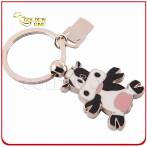 Nueva forma de vaca personalizada Llavero de metal de esmalte suave