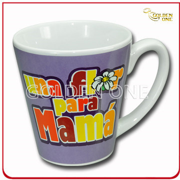 Taza de porcelana blanca impresa personalizada al por mayor de la fábrica