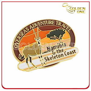 Insignia de metal de esmalte suave de diseño personalizado chapado en oro