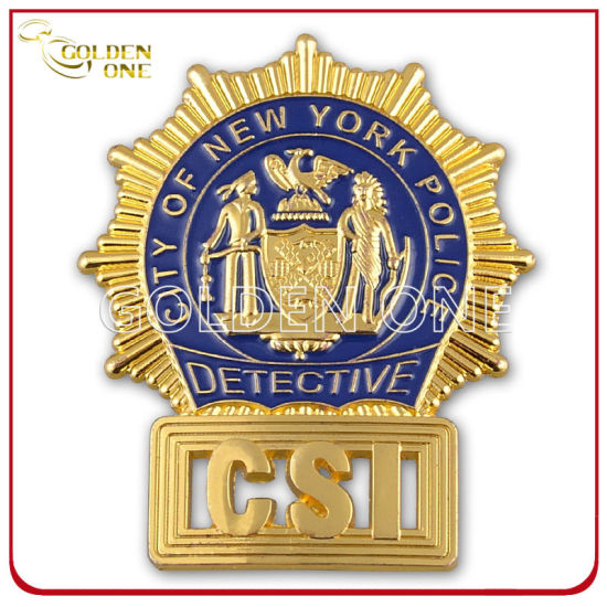 Insignia de policía de metal chapado en oro brillante hecho a medida