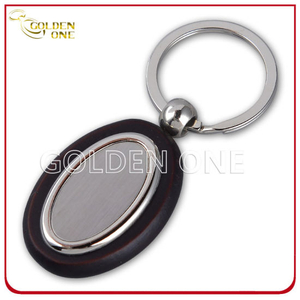 Llavero de madera estilo moda con forma ovalada metal
