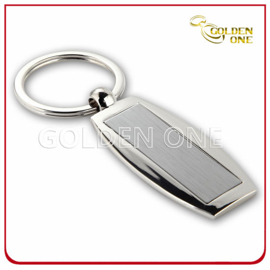 Llavero de metal grabable con acabado cepillado en blanco de diseño personalizado